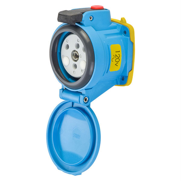 63-34165-972 - DSN30 RECEPTACLE POLY BLUE SIZE 2 TYPE 4X IP 69 1P+N+G 30A 120 VAC 60 Hz +2 AUX